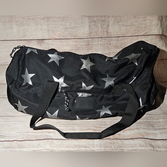 Victoria's secret PINK black silver stars large duffle bag travel bag - Picture 2 of 10
